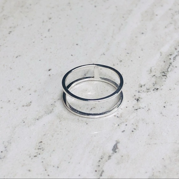 925 Sterling Silver Double Line Midi Ring - Picture 2 of 16